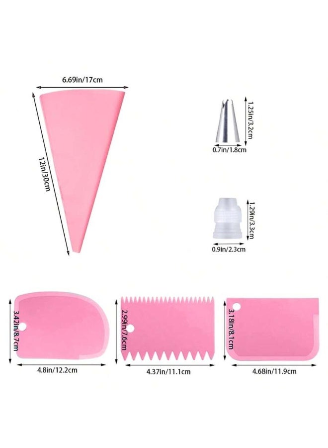 طقم تزيين الكيك برؤوس تزيين – فوهات تزيين ستانلس ستيل مع أكياس تزيين وكاشطات – مجموعة متكاملة للخبز والحلويات - 34 قطعة - Image 2